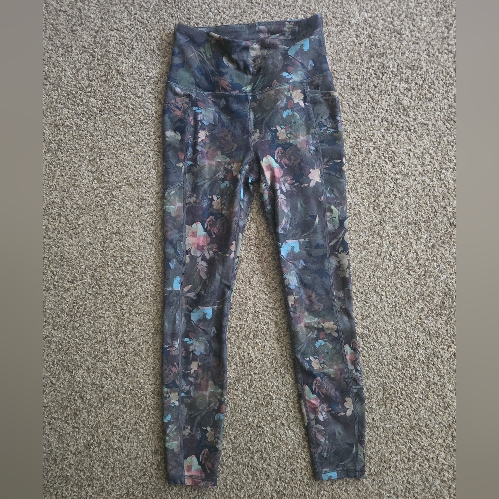 RBX Winter Garden Super Soft Legging EUC Earthy Floral Colors Full Length Small